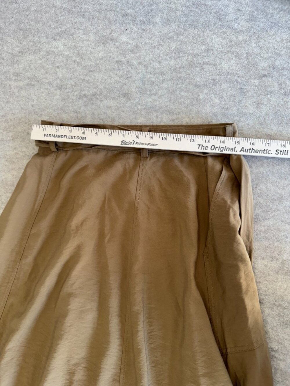 Banana Republic Khaki Wrap Midi Skirt Tie Waist A Line Utility Size 6 - Picture 4 of 8